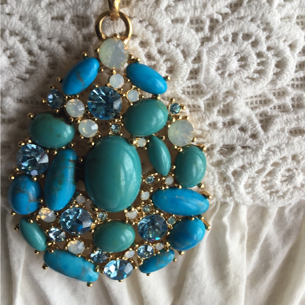 Joan Rivers Blue and Gold Teardrop Necklace